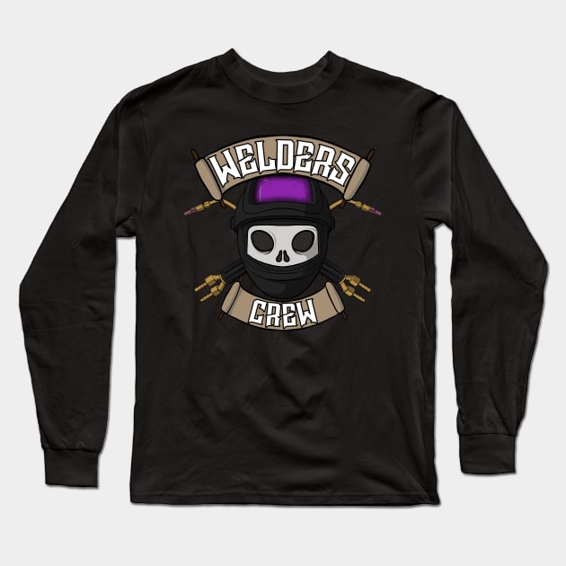 Welders crew Jolly Roger pirate flag Long Sleeve T-Shirt by RampArt